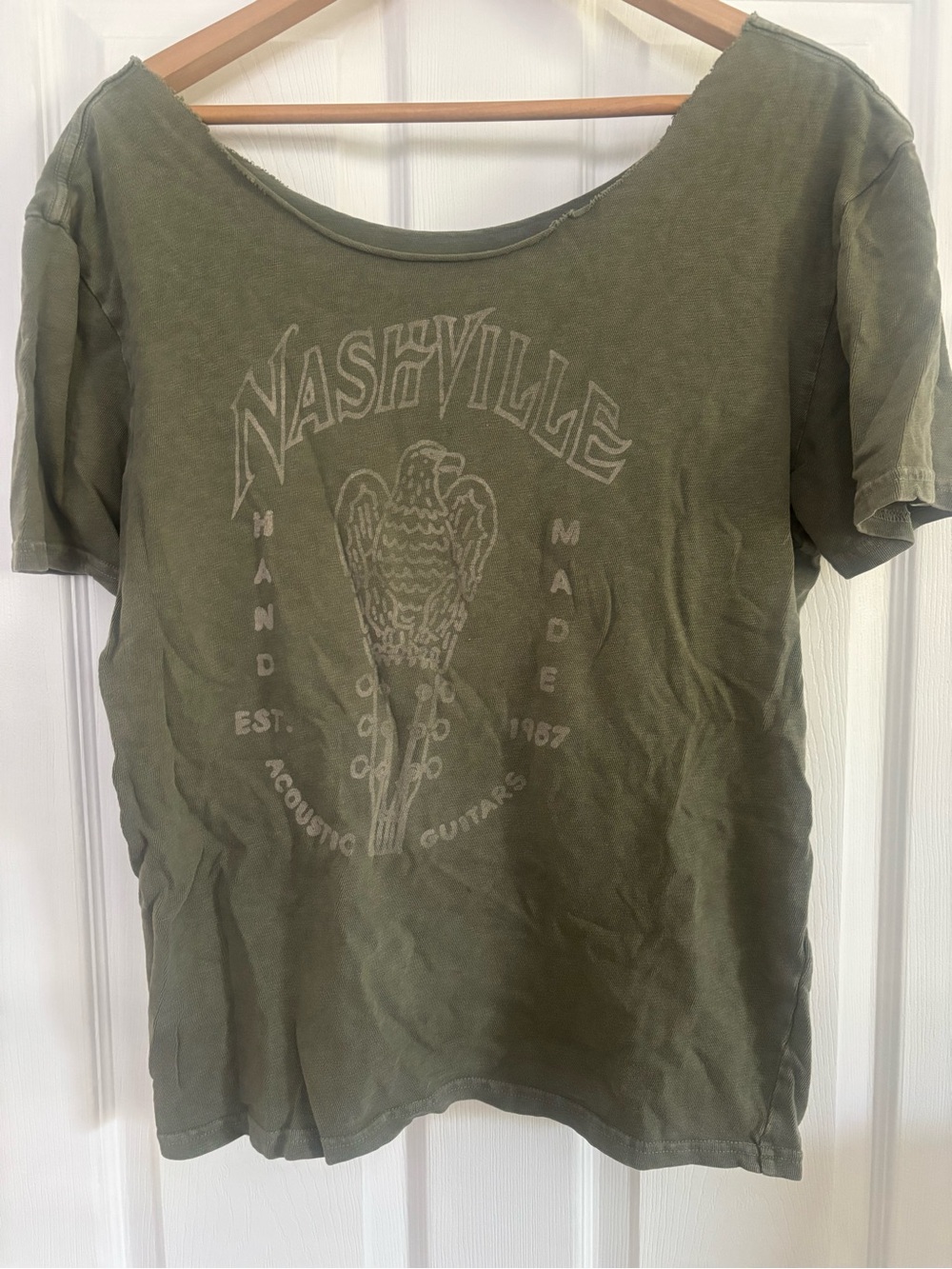 Lucky Brand Olive Nashville Graphic Scoop-Neck Tee